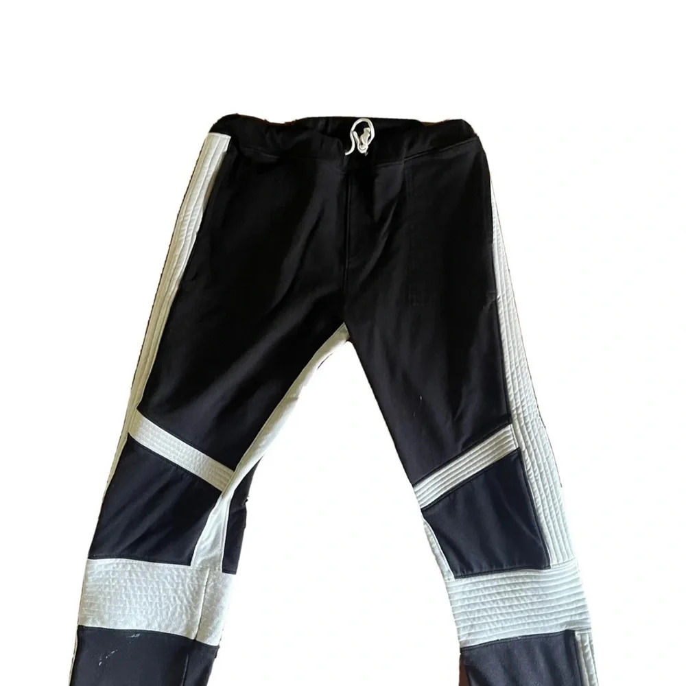 vintage y2k ecuadorian black and white cotton embellished joggers sz large